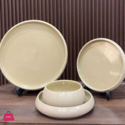 Bavary 24-Piece Chubby Curved Edge Dinner Set Beige