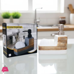 Ceramic Soap Dispenser for Liquid Soap and Holder with Sponge