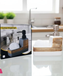 Ceramic Soap Dispenser for Liquid Soap and Holder with Sponge