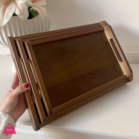 Classic Wooden Serving Trays - Trio Set 4 Classic Wooden Serving Trays - Trio Set - Image 2