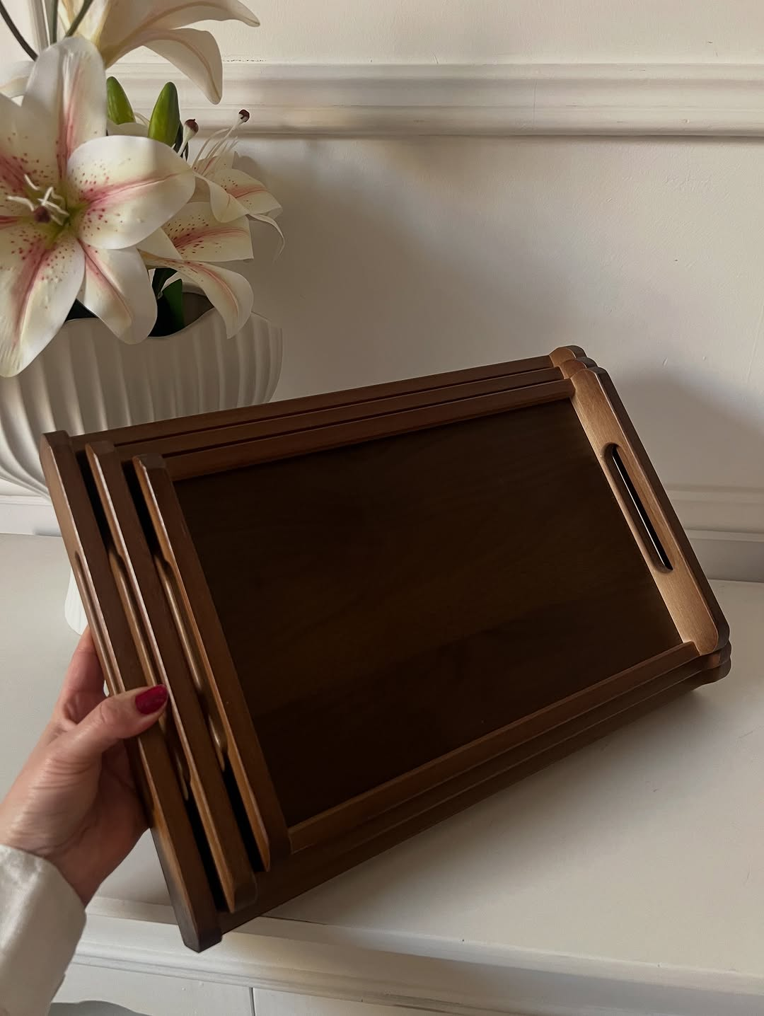 Classic Wooden Serving Trays - Trio Set