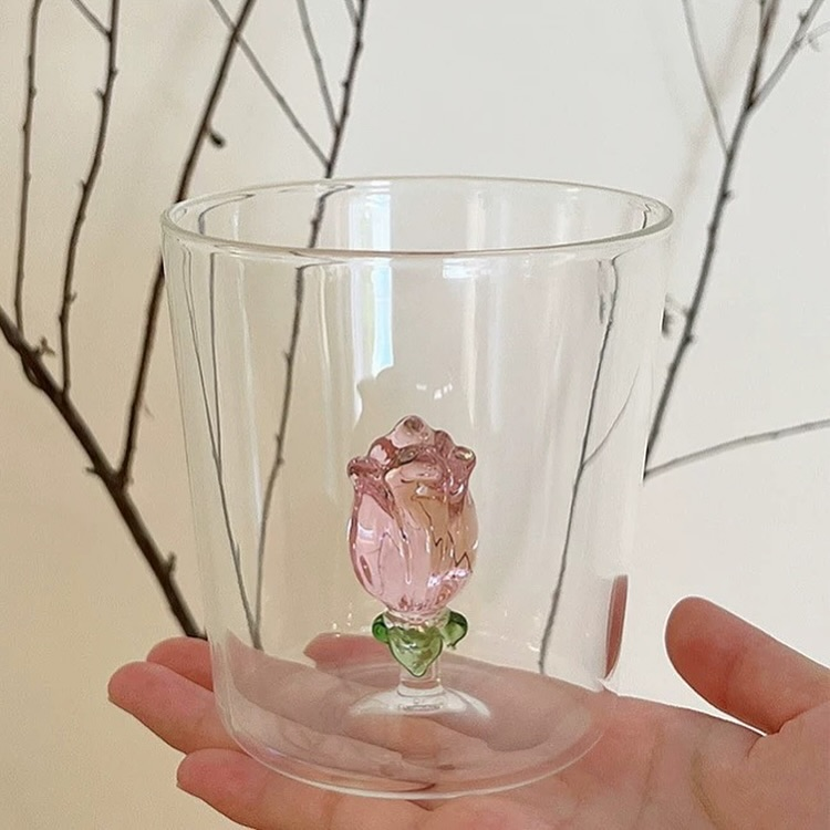 Creative 3D Pattern Inside Glass Cup With Handle 400Ml
