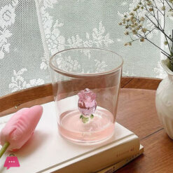 Creative 3D Pattern Inside Glass Cup with Handle 400ML