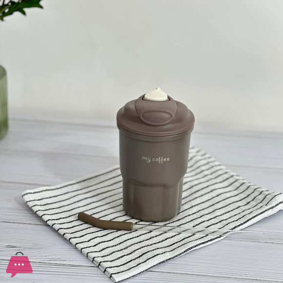 Cute Korean Coffee Cup Thermos With Straw Tumbler 450Ml 4 Cute Korean Coffee Cup Thermos With Straw Tumbler 450Ml - Image 2