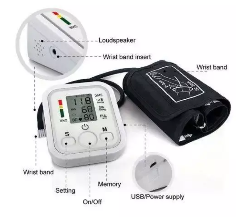 Digital Blood Pressure Monitor – Fully Automatic Upper Arm Bp Machine With Heart Rate Monitor &Amp; Voice Function, Portable Design
