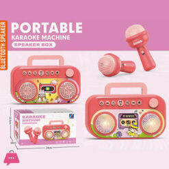 Dual Microphone Plastic Karaoke Singing Machine Bluetooth Microphone Loudspeaker Box
