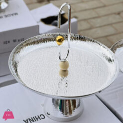 Elegant Silver Serving Platter Set With Decorative Handles