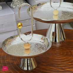 Elegant Silver Serving Platter Set With Decorative Handles