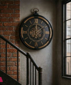 European Metal Gear Round Wall Clock - 28inch