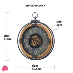 European Metal Gear Round Wall Clock - 28Inch