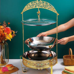 Hanging Lid Dining Stove Stainless Steel Chafing Dish Buffet Set With Hanging Cover For Catering Parties And Weddings 8Liter