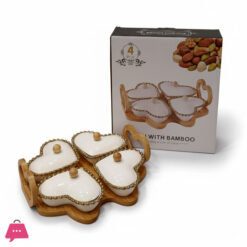 Heart & Square Shaped Ceramic Candy Tray with Beautiful Gold Rim