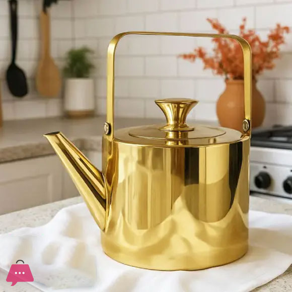 Heavy Gold Stainless Steel Teapot 1.Liter 4 Heavy Gold Stainless Steel Teapot 1.Liter - Image 3