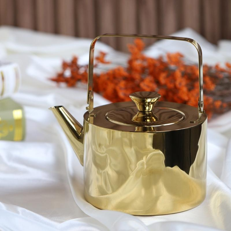 Heavy Gold Stainless Steel Teapot 1.Liter