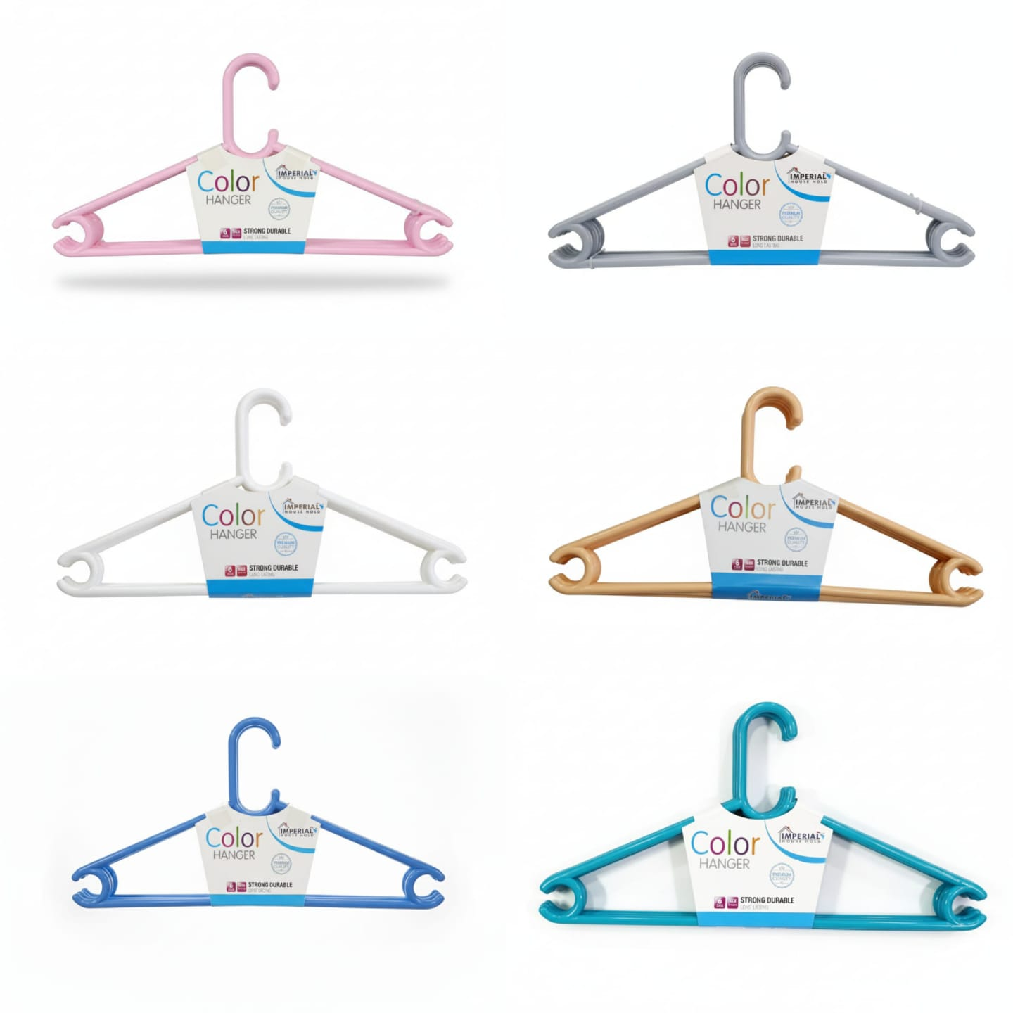 Imperial Plastic Strong Durable Color Hanger Pack Of 6