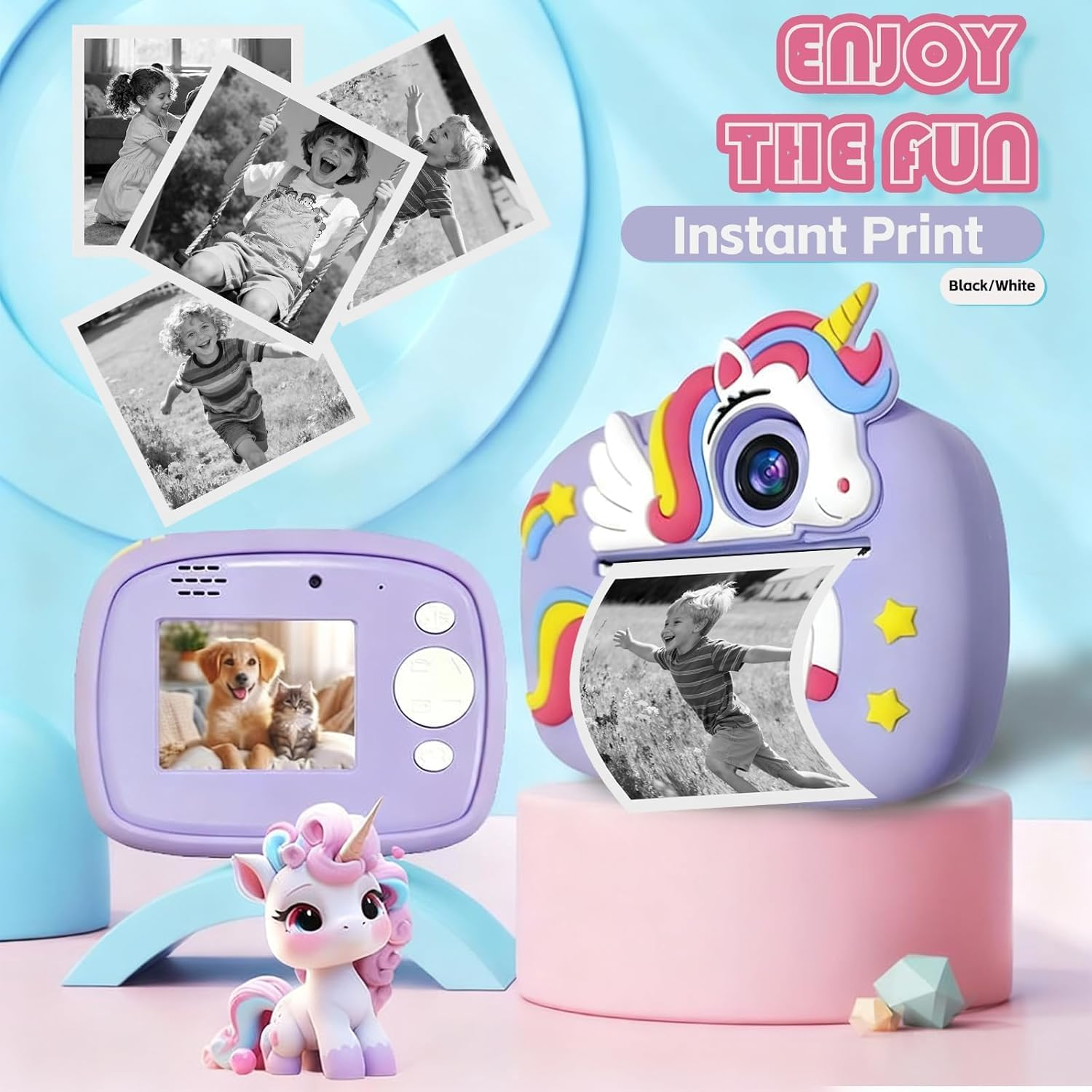 Kids Camera Instant Print 1080P Instant Cameras That Print Photos Birthday Gifts For Kids Age 3-12,Toddlers Instant Digital Cameras For Boys And Girls
