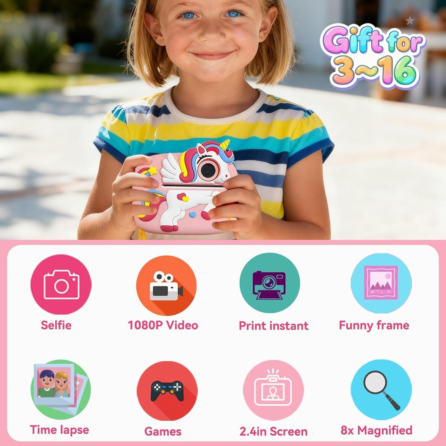 Kids Camera Instant Print 1080P Instant Cameras That Print Photos Birthday Gifts For Kids Age 3-12,Toddlers Instant Digital Cameras For Boys And Girls 11 Kids Camera Instant Print 1080P Instant Cameras That Print Photos Birthday Gifts For Kids Age 3-12,Toddlers Instant Digital Cameras For Boys And Girls