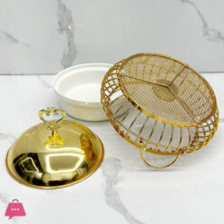 Luxury High Quality Golden Ceramic And Stainless Steel Egg Shape Gold Chafing Dish Buffet Dish 2Liter