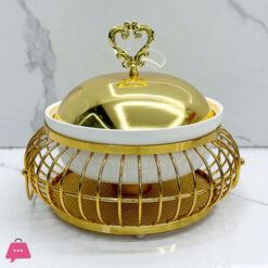 Luxury High Quality Golden Ceramic And Stainless Steel Egg Shape Gold Chafing Dish Buffet Dish 2Liter