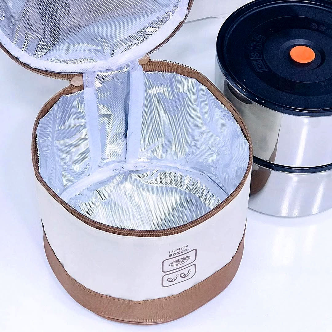 Meal Bag Student Bento Waterproof Aluminum Foil Thermal Handbag With Steel Lunch Box