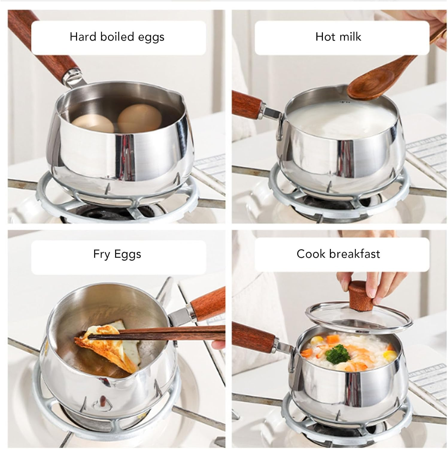 316 Stainless Steel Multifunctional Milk Saucepan With Lid And Heatproof Handle For Cooking Boiling And Simmering 9 316 Stainless Steel Multifunctional Milk Saucepan With Lid And Heatproof Handle For Cooking Boiling And Simmering