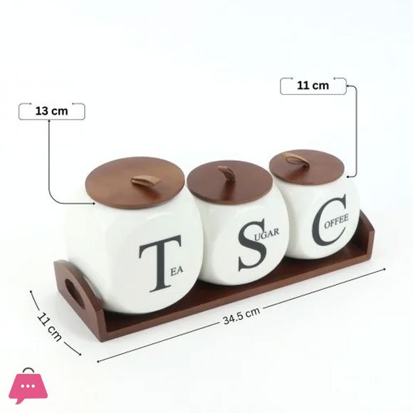 Modern Design Sugar Tea And Coffee Jar Set 5 Modern Design Sugar Tea And Coffee Jar Set - Image 3