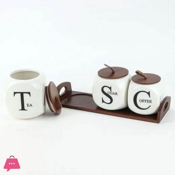 Modern Design Sugar Tea And Coffee Jar Set 6 Modern Design Sugar Tea And Coffee Jar Set - Image 4