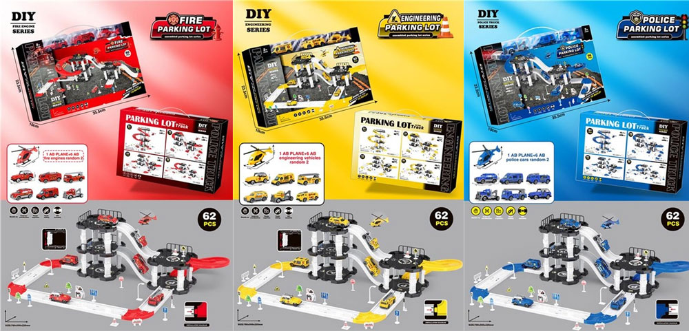 Toy Parking Lot Track Set - 62 Pieces