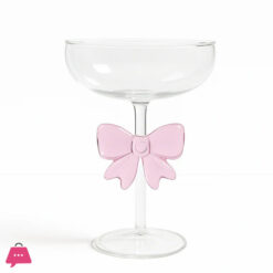 Pink Bow Transparent Glass Milk Coffee Juice Glass High Borosilicate Heat-Resistant Glass