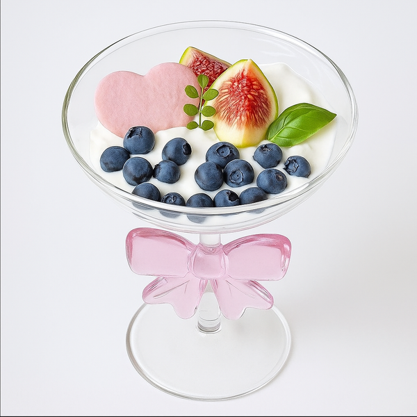 Pink Bow Transparent Glass Milk Coffee Juice Glass High Borosilicate Heat-Resistant Glass