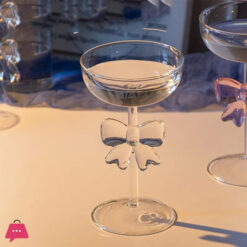 Pink Bow Transparent Glass Milk Coffee Juice Glass High Borosilicate Heat-Resistant Glass