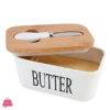 Porcelain Butter Dish With Butter Knife Wooden Butter Keeper Container With Knife And Silicone Sealing