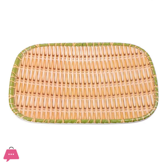 Rattan Rectangle Biodegradable Bamboo Fiber Plate 8 Inch