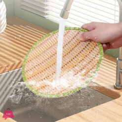 Rattan Round Biodegradable Bamboo Fiber Plate 25Cm