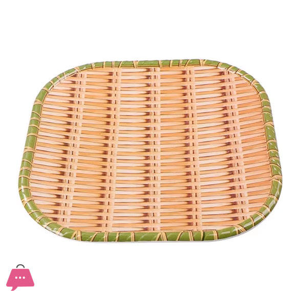 Rattan Square Biodegradable Bamboo Fiber Plate 8 Inch