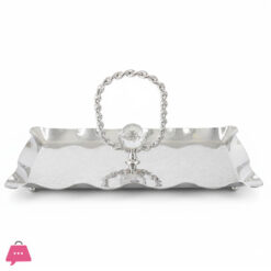 Rectangular Silver Plated Serving Tray With Central Handle 5 Rectangular Silver Plated Serving Tray With Central Handle