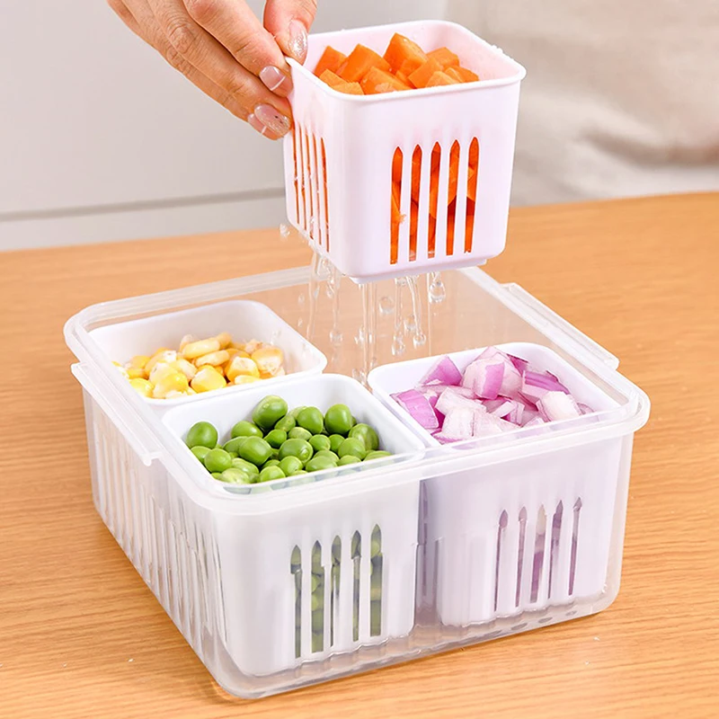 Refrigerator Storage Box 4-Grid Food Vegetable Fruit Storage Box Fridge 1-Pcs 7 Refrigerator Storage Box 4-Grid Food Vegetable Fruit Storage Box Fridge 1-Pcs