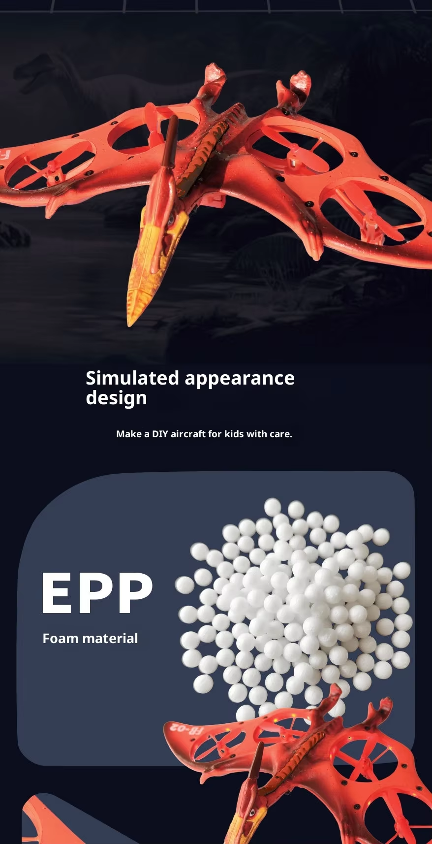 Pterosaur Fighter Simulated Drone Remote Controlled 4-Channel Resin Drone Fb-02