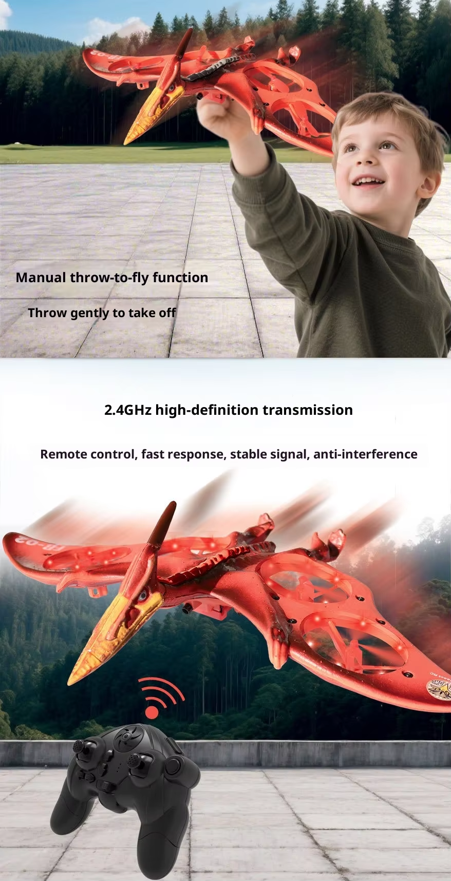 Pterosaur Fighter Simulated Drone Remote Controlled 4-Channel Resin Drone Fb-02