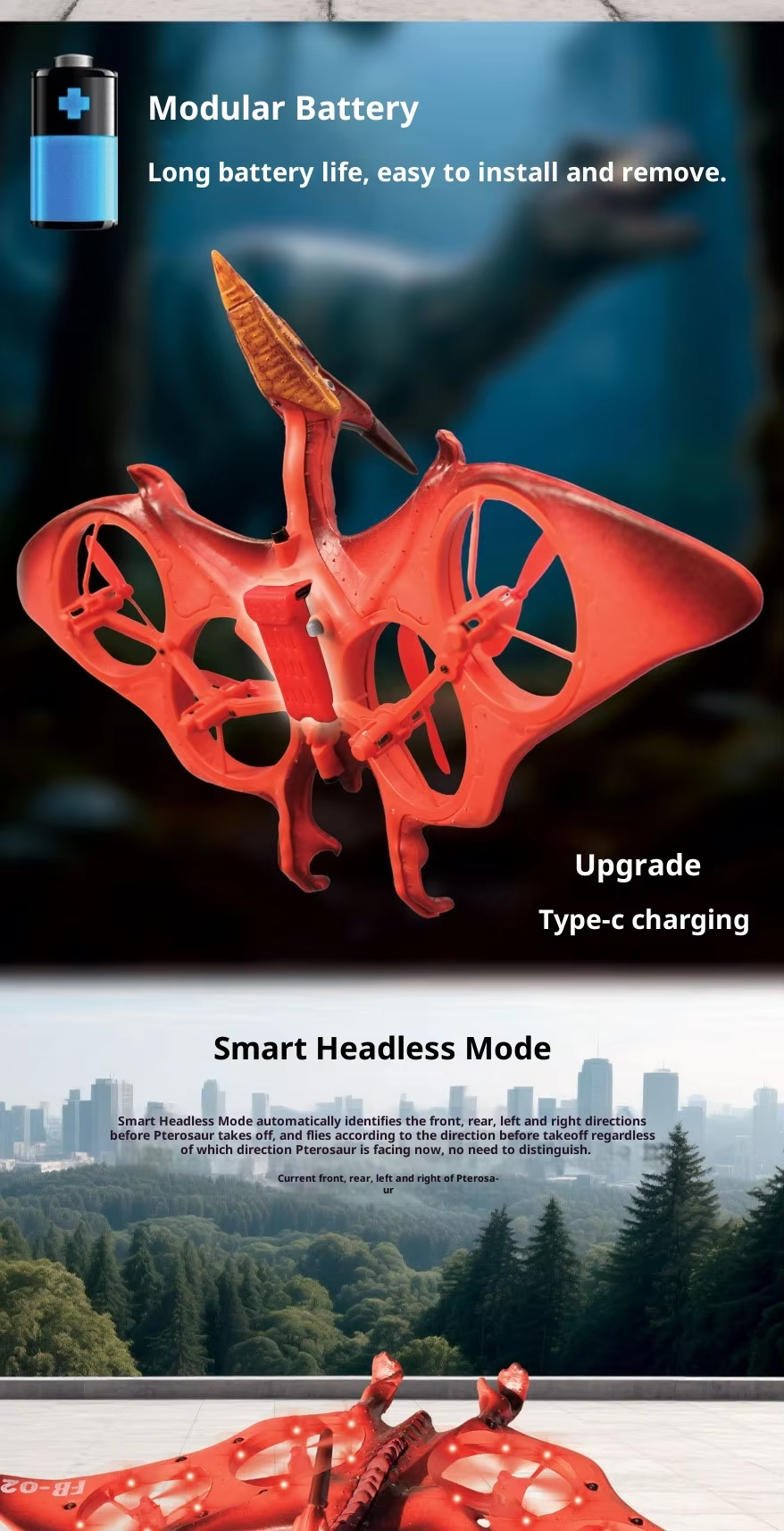 Pterosaur Fighter Simulated Drone Remote Controlled 4-Channel Resin Drone Fb-02 18 Pterosaur Fighter Simulated Drone Remote Controlled 4-Channel Resin Drone Fb-02