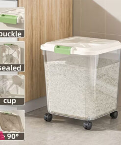 Rice Barrel with Wheels and Measuring Cup 30Ltr
