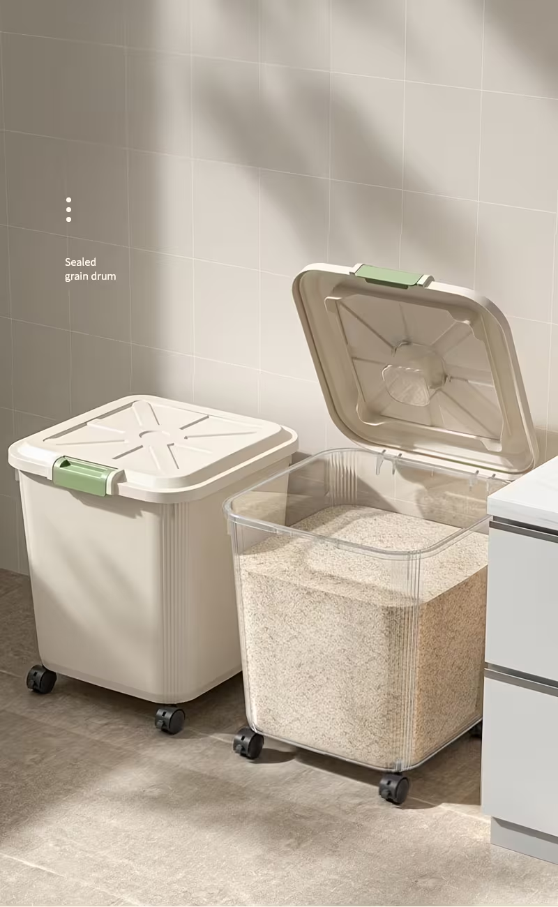 Rice Barrel With Wheels And Measuring Cup 30Ltr