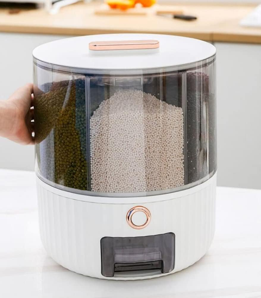 Rice Dispenser Rice And Grain Storage Container 360 Rotating Food Dispenser Measuring Cylinder With Lid Sealed Storage Container For Rice 6 Rice Dispenser Rice And Grain Storage Container 360 Rotating Food Dispenser Measuring Cylinder With Lid Sealed Storage Container For Rice
