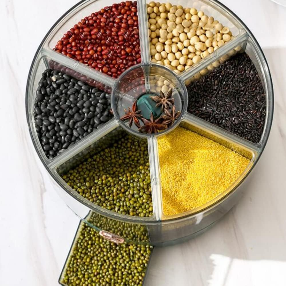 Rice Dispenser Rice And Grain Storage Container 360 Rotating Food Dispenser Measuring Cylinder With Lid Sealed Storage Container For Rice