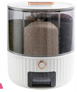 Rice Dispenser Rice and Grain Storage Container 360 Rotating Food Dispenser Measuring Cylinder with Lid Sealed Storage Container for Rice