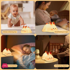 Silicone Bunny Night Light For Kids Rechargeable Cute Rabbit Lamp With Touch Sensor Soft Portable Nursery Night Lamp