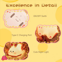 Silicone Bunny Night Light For Kids Rechargeable Cute Rabbit Lamp With Touch Sensor Soft Portable Nursery Night Lamp