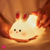 Silicone Bunny Night Light for Kids Rechargeable Cute Rabbit Lamp with Touch Sensor Soft Portable Nursery Night Lamp