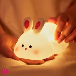 Silicone Bunny Night Light for Kids Rechargeable Cute Rabbit Lamp with Touch Sensor Soft Portable Nursery Night Lamp