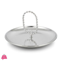 Silver Single Tier Tidbit Tray Serving Tray With Central Handle